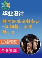 靜電紡絲法制備β-環(huán)糊精、石墨烯、pva復(fù)合載藥納米薄膜【說明書論文畢業(yè)】